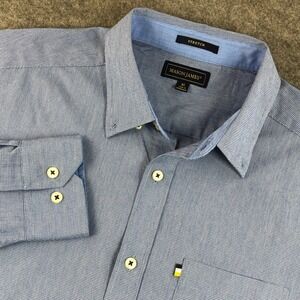 Mason James Shirt Mens M Blue Stretch Long Sleeve Button Up